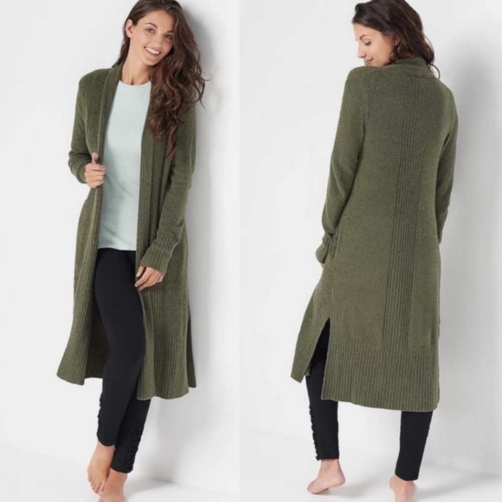 Barefoot Dreams CozyChic Lite Catalina Long Cardigan Green Small NWT